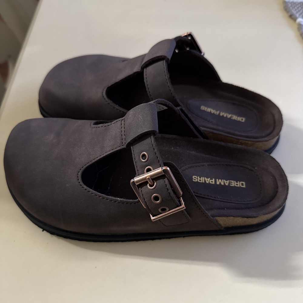 Dream Pairs Dark Brown Buckle Slip-Ons, NWOT Tags